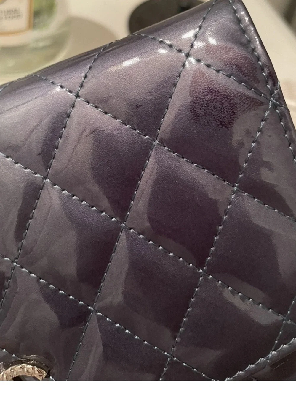 Chanel Quilted Patent Leather Wallet on Chain